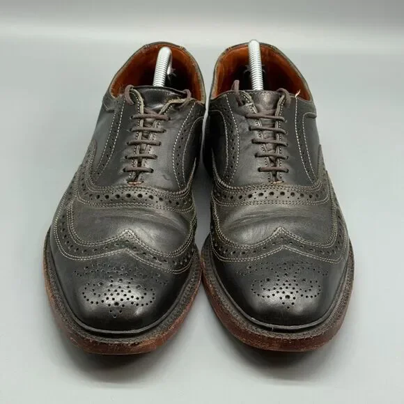 Allen Edmonds Macneil Mens 10 Black Leather Dress Shoes Lace-Up Block Heel